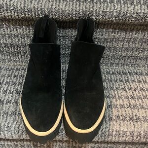All Black Shootie Tread Suede Pony Hair Black Platform Ankle Boots NWOB Sz 37